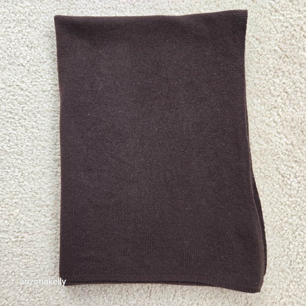 Knit Cashmere Scarf Chocolate Brown - Picture 8 of 9